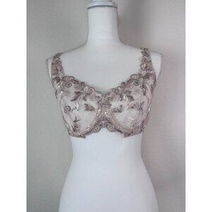 Soma‎ women's 34DD beige sensuous lace unlined bra underwire lingerie